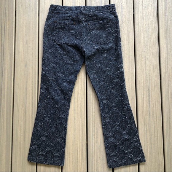 Etcetera Embossed Black Flare 5 Pocket Jeans Size 8